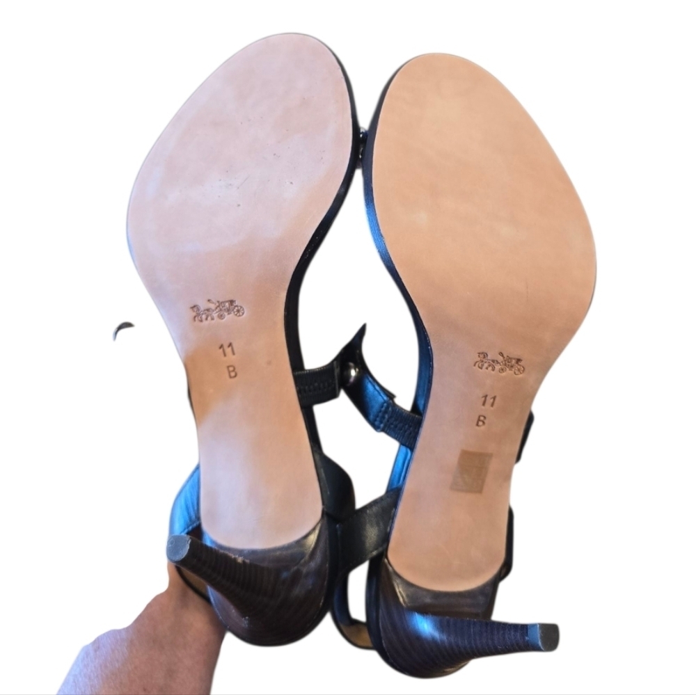 Coach Isabel Matte Black Strappy Studded High Heel Sandal 11 - Picture 9 of 12